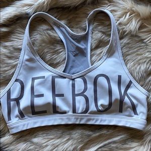 White and black Reebok sports bra